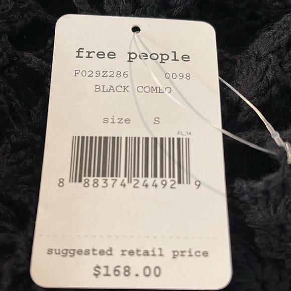 Free People Boho Black Combo Macrame Crochet Dress with lining Small NWT - Picture 6 of 7